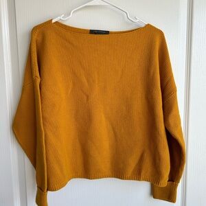 French Connection Golden Mustard Scoopneck Knit Sweater